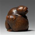 A boxwood okimono netsuke of two puppies. Second half 19th century - image-1