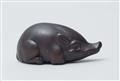 A wood netsuke of a boar and young. Mid-19th century - image-3