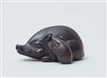 A wood netsuke of a boar and young. Mid-19th century - image-5