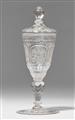 A Silesian cut glass cup and cover with a motto - image-1