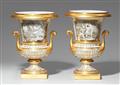A pair of Parisian porcelain Medici vases with copies of paintings in grisaille - image-2