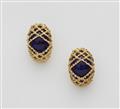 A pair of 18k gold enamelled clip earrings - image-1