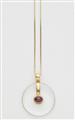 An 18k gold ruby and quartz pendant necklace - image-3