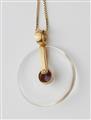 An 18k gold ruby and quartz pendant necklace - image-4