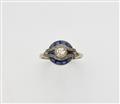 An Art Déco 18k white gold sapphire ring - image-1