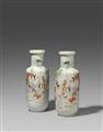 A pair of famille rose-rouleau vase. Republic period (1912–1949) - image-1