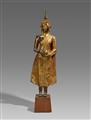 A large Rattanakosin lacquered and gilt bronze figure of a Buddha. Thailand. 19th century - image-1