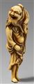 An ivory netsuke of Gama Sennin. 18th century - image-1