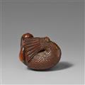 A boxwood netsuke of a reclining ningyo. 19th century - image-3