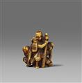 A stained ivory netsuke of Momotaro und his friends. 2nd half 19th century - image-1