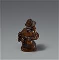 A wood and ivory netsuke of a dancer. Mid-19th century - image-2