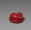 A red lacquer netsuke of a shishi. 19th century - image-2