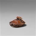 A boxwood netsuke of a tortoise and a frog. 19th century - image-1