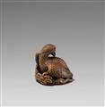 A boxwood netsuke of a large eagle - image-4