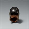 A wood and lacquer netsuke of a gigaku mask. Late 19th/early 20th century - image-2