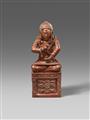 A rare Tibetan wooden figure of a dignitary in the style of the Tenth Karmapa Choying Dorje. 18th/19th century - image-1