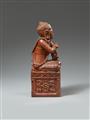 A rare Tibetan wooden figure of a dignitary in the style of the Tenth Karmapa Choying Dorje. 18th/19th century - image-3