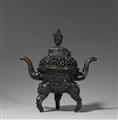 A very large a heavy five-elephant tripod incense burner. 19th century - image-2