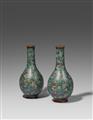 Two slender champlevé enamel vases. Late 19th century - image-1