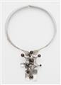 A Vienna silver necklace with a large carbuncle pendant. - image-1