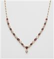 A 14k rose gold ruby and diamond necklace. - image-1