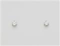 A pair of 18k white gold and diamond solitaire stud earrings. - image-1