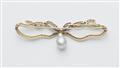 A 14k gold Belle Epoque diamond brooch with a later South Sea pearl droplet. - image-2