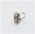 A German 18k gold diamond, enamel and Columbian emerald Art Déco ring. - image-2