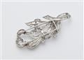 An 18k white gold and diamond Retro style clip brooch. - image-2