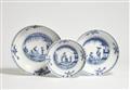 Three Meissen porcelain dishes with rare underglaze blue Chinoiserie decor - image-1