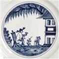 Six Meissen porcelain dinner plates with rare underglaze blue Chinoiserie decor - image-2
