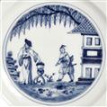 Six Meissen porcelain dinner plates with rare underglaze blue Chinoiserie decor - image-3