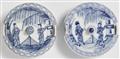 Two Meissen porcelain butter dishes with rare underglaze blue Chinoiserie decor - image-2