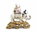 A Meissen porcelain model of a Sultan and an African on an elephant - image-1