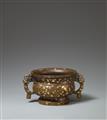 A gold-splashed bronze incense burner. Qing dynasty - image-2