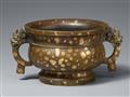 A gold-splashed bronze incense burner. Qing dynasty - image-1