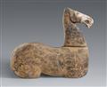 A painted grey pottery horse torso. In the style of Han dynasty (206 BC–220 AD) - image-1