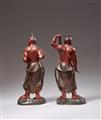 Two lacquered wood figures of Niô. 19th century - image-2