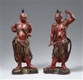 Two lacquered wood figures of Niô. 19th century - image-1