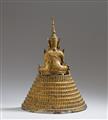 A gilt and lacquered bronze figure of a crowned and bejewelled Buddha. Thailand. Ratanakosin. 19th century - image-2