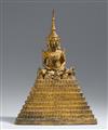 A gilt and lacquered bronze figure of a crowned and bejewelled Buddha. Thailand. Ratanakosin. 19th century - image-1