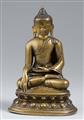 A Tibetan copper alloy figure of Buddha Shakyamuni with cold gold. 14th/15 century - image-1