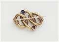 A late 19th century 14k gold sapphire ruby and diamond brooch. - image-2