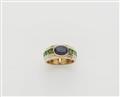 An 18k bicolour gold emerald and sapphire ring. - image-1