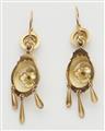 A pair of French 18k gold repoussé pendeloque earrings. - image-2