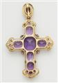 A historicist 14k gold and amethyst pectoral cross pendant. - image-2