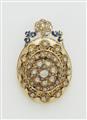 An Italian 14k gold enamel and rose-cut diamond locket. - image-1