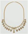 An 18k gold and rose-cut diamond fringe necklace with a detachable 14k gold chain. - image-1