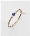 A Belle Epoque 14k rose gold, diamond and sapphire bangle. - image-1