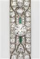 An Art Déco platinum diamond and emerald bracelet. - image-2